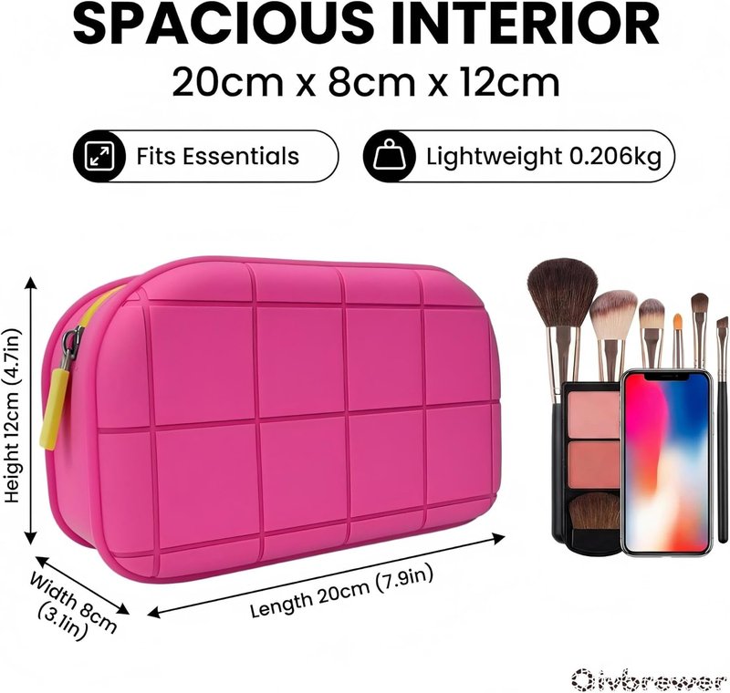Silicone Makeup Bag - Waterproof Travel Cosmetic Organizer | Versatile Pink Toiletry Bag for Women & Girls