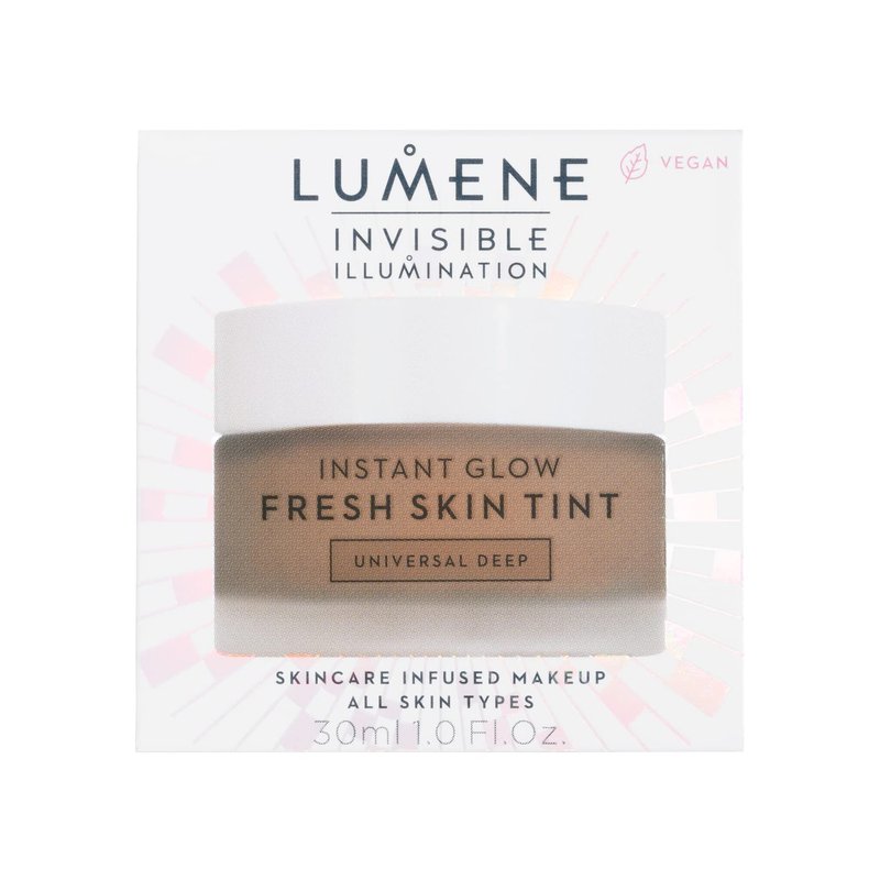 Lumene Invisible Illumination [Kaunis] Instant Glow Skin Tint - Buildable Skin Tint Foundation with a Natural, Radiant Finish - Hydrates + Brightens Dull, Dry Skin - Universal Deep (30ml)