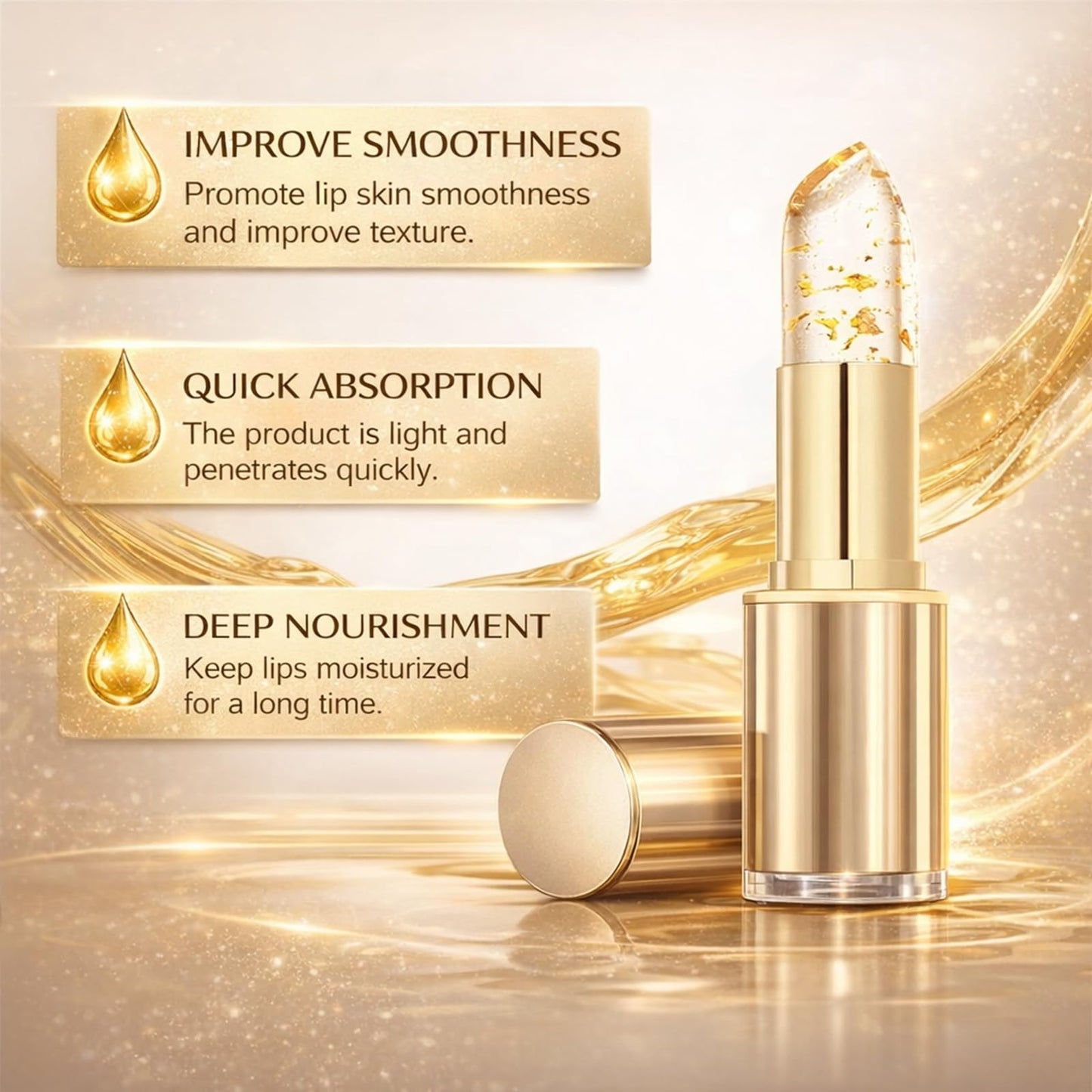 Color Changing Lipstick, Gold Crystal pH Color-Changing Lipstick 24HR Transferproof Lip Gloss,Moisturizing Tinted Lip Balm,Mother's Day & Birthday Gifts, Teacher Gifts for Women (2Count (Pack of 2))