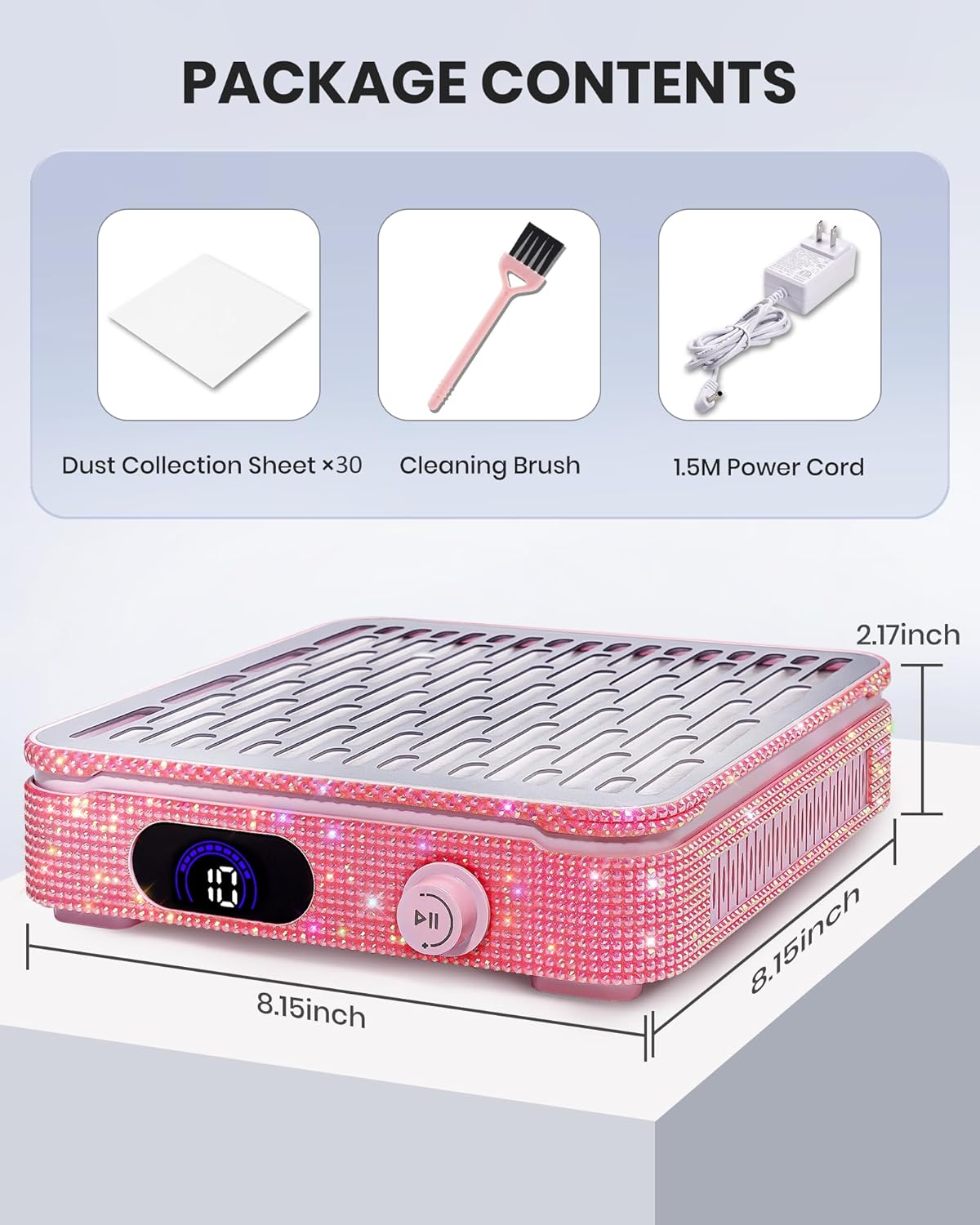 Nail Dust Collector - Powerful Suction with 10 Speed Levels | Low Noise Fan for Salon & Home Use