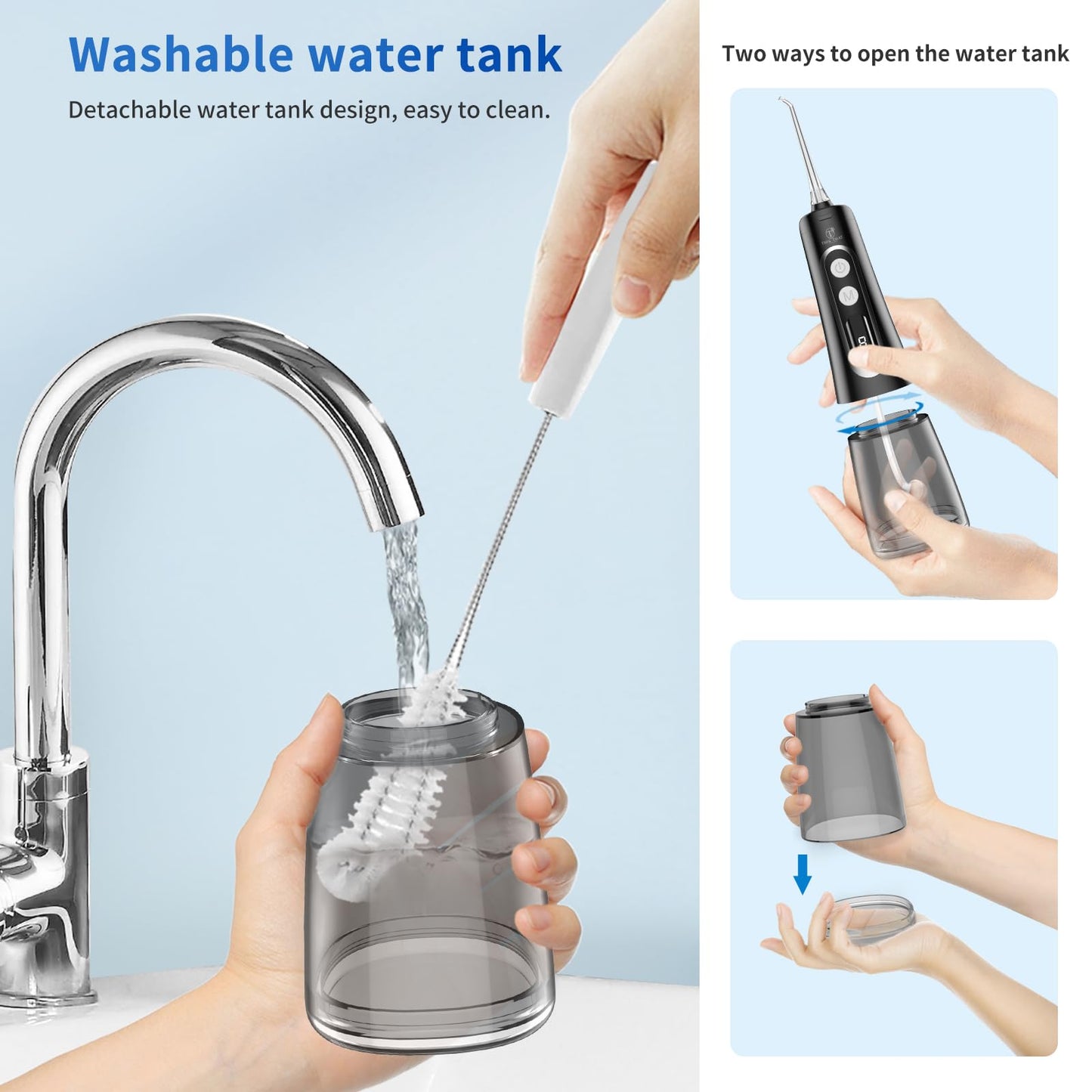 TTFM Dental Electric Water Flosser for Teeth Gums Braces, Dental Portable Flosser, 9 Pressure Modes, 300ml Tank Capacity, Rechargeable IPX7 Waterproof Teeth Cleaner