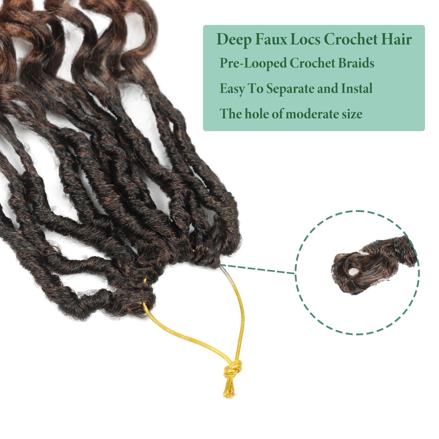Deep Faux Locs Crochet Hair 30 Inch 8 Packs Goddess Locs Crochet Hair 1B3027 Soft Loc Faux Loc Crochet Braids with Curly Ends Prelooped Deep Wave Croceht Braids for Black Women(Black to Blonde)