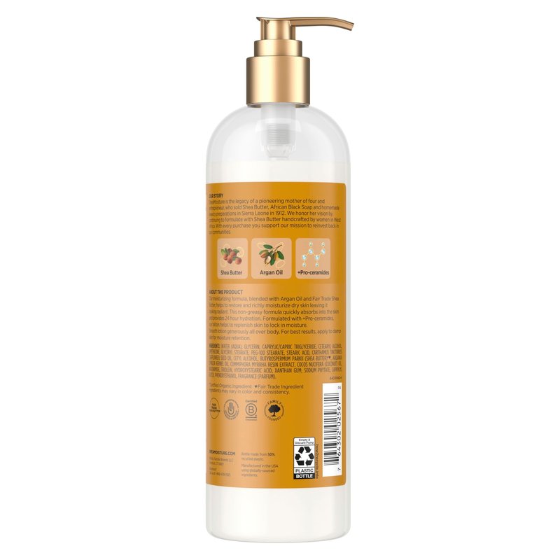 SheaMoisture Moisturizing Body Lotion with Raw Shea Butter, Argan Oil and Pro-Ceramides, Restoring Dry Skin, 24H Moisturizing 16 oz