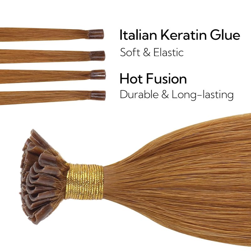 U Tip Hair Extensions - 16 Inch 50g Auburn Ginger Pre-Bonded Keratin Fusion Extensions