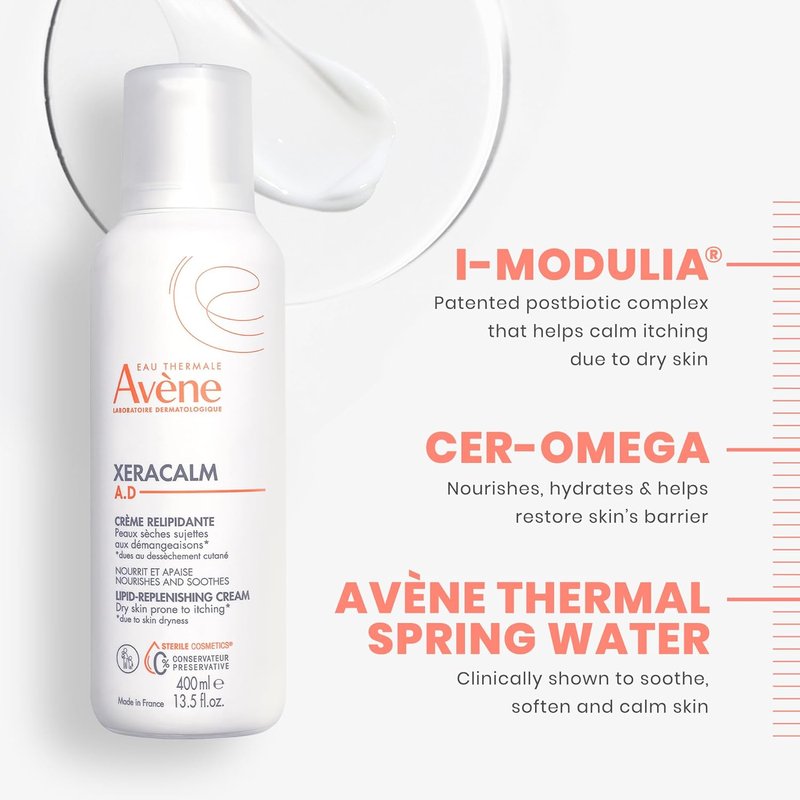 Avène XeraCalm A.D Lipid-Replenishing Cream - Eczema & Atopic Dermatitis Relief | Fragrance-Free, 13.5 Oz