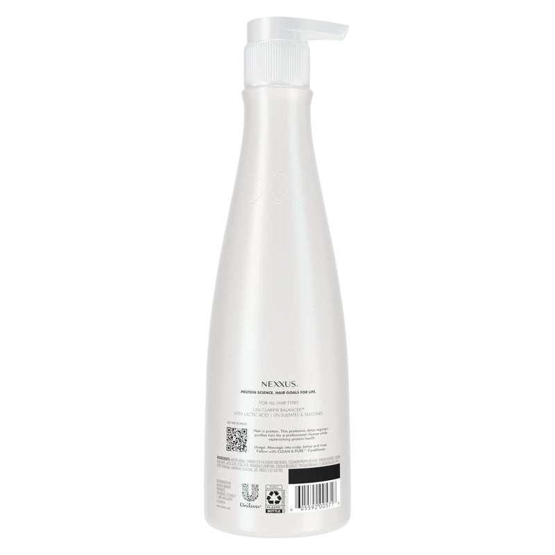 Nexxus CLEAN & PURE Shampoo Detox for Professional-Level Silicon, Sulfate & Paraben Free Hair Care Powered by Clarifix Balancer Technology with Lactic Acid 13.5 oz