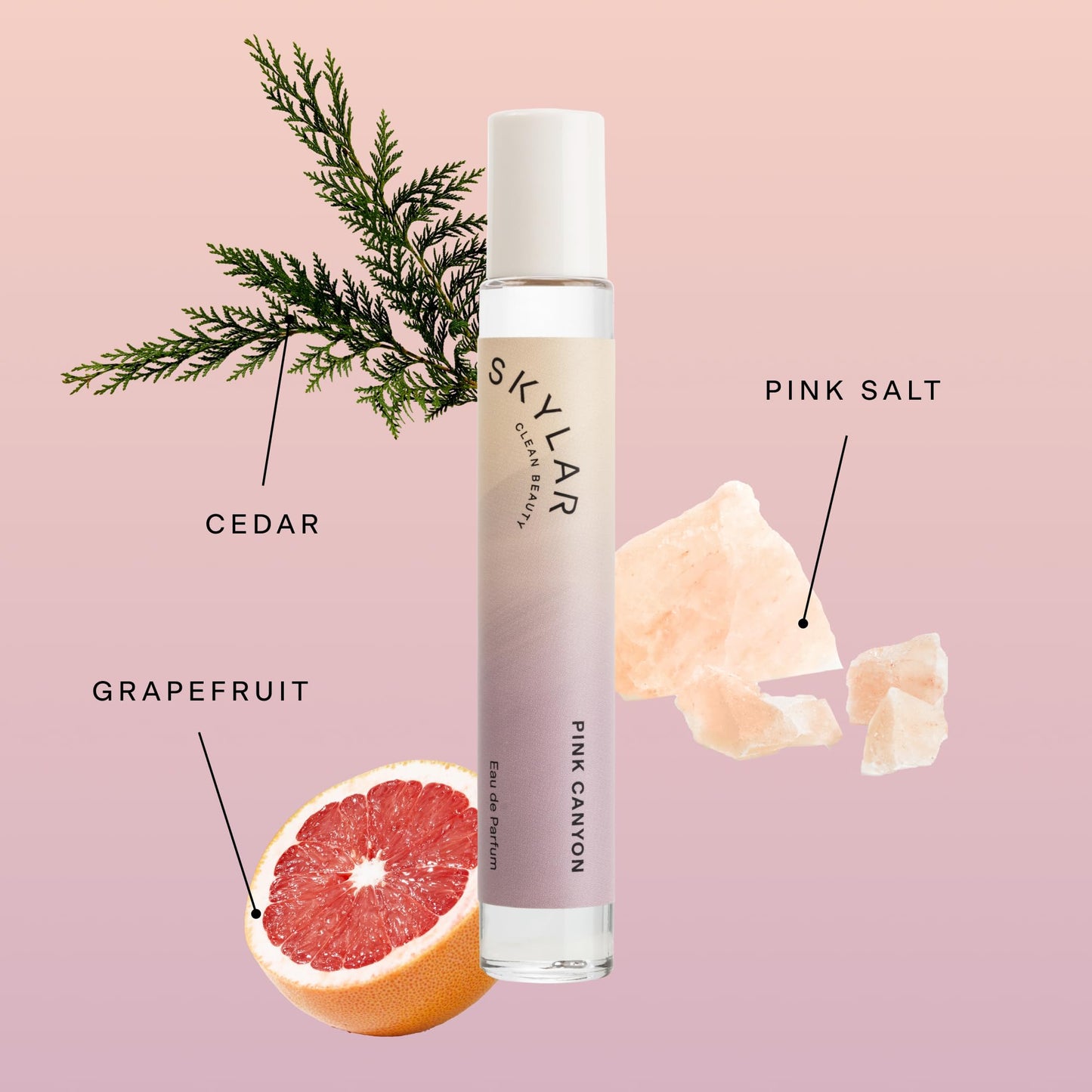Skylar Pink Canyon Travel Spray for Women - Mini Woody Citrus Perfume, Grapefruit, Pink Salt & Cedar Notes - Hypoallergenic, Vegan, Clean Fragrance for Sensitive Skin - 10mL / 0.33 Fl oz