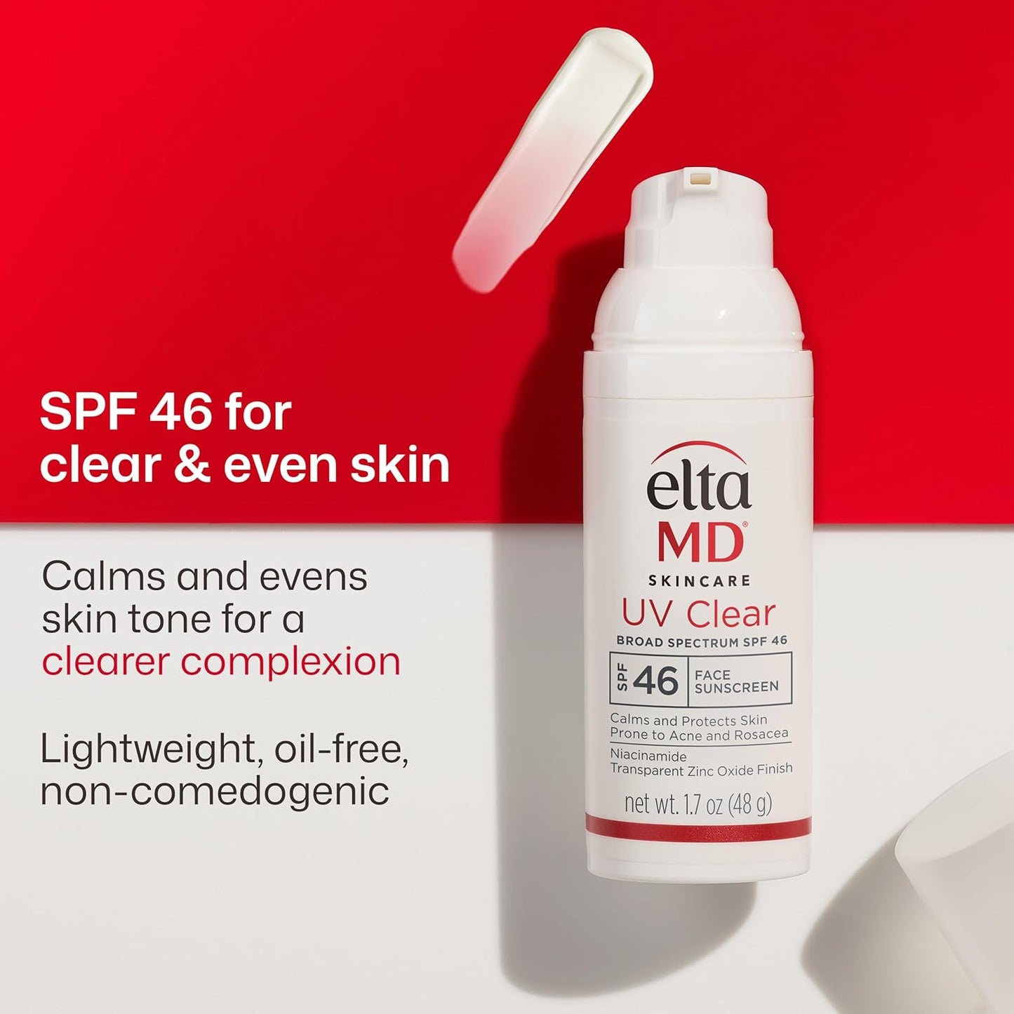 EltaMD UV Clear Face Sunscreen SPF 46 - Oil-Free Zinc Oxide Lotion for Acne-Prone Skin | 1.7 oz Pump (Pack of 2)