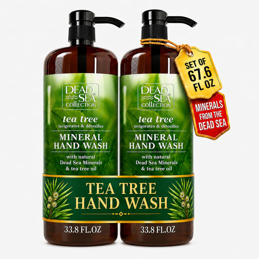 Dead Sea Collection Hand Soap Pump Tea Tree - Hand Wash Liquid with Dead Sea Minerals and Tea Tree Nourishing - Invigorates & Detoxifies Oil - Gentle for All Skin Types Pack of 2 (33.8 Fl Oz Each)