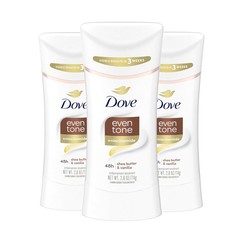Dove Antiperspirant Deodorant Stick - Even Tone Shea Butter & Vanilla | 48H Odor Protection, 3-Pack, 2.6 oz
