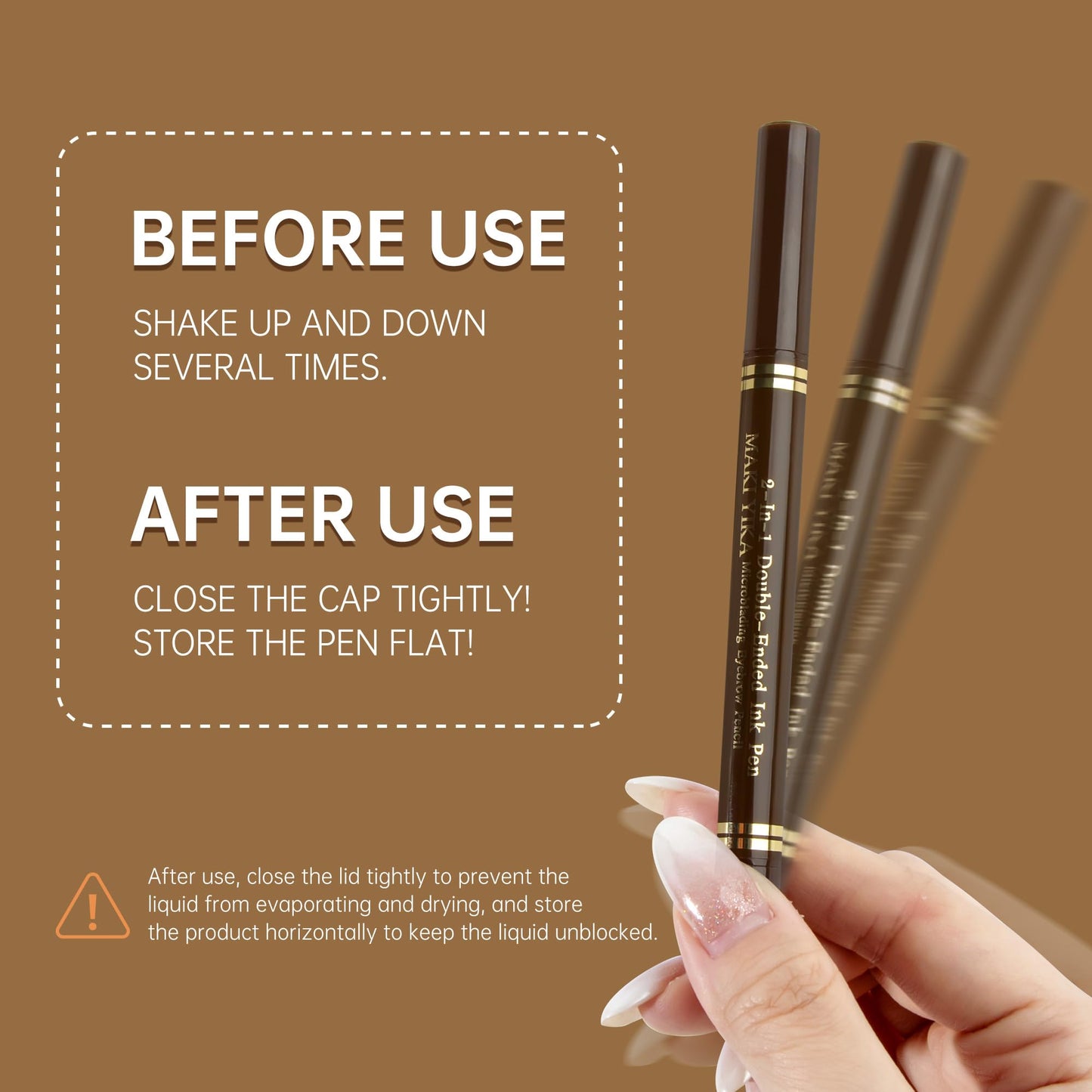 MAKI YIKA Microblading Eyebrow Pencil, Waterproof Eyebrow Pen with 4 Tip Brow Pen and Precise Brow Pencil to Create Natural Hair-Like Brows with Dual-ended Eyebrow Brush (A-Light Brown)