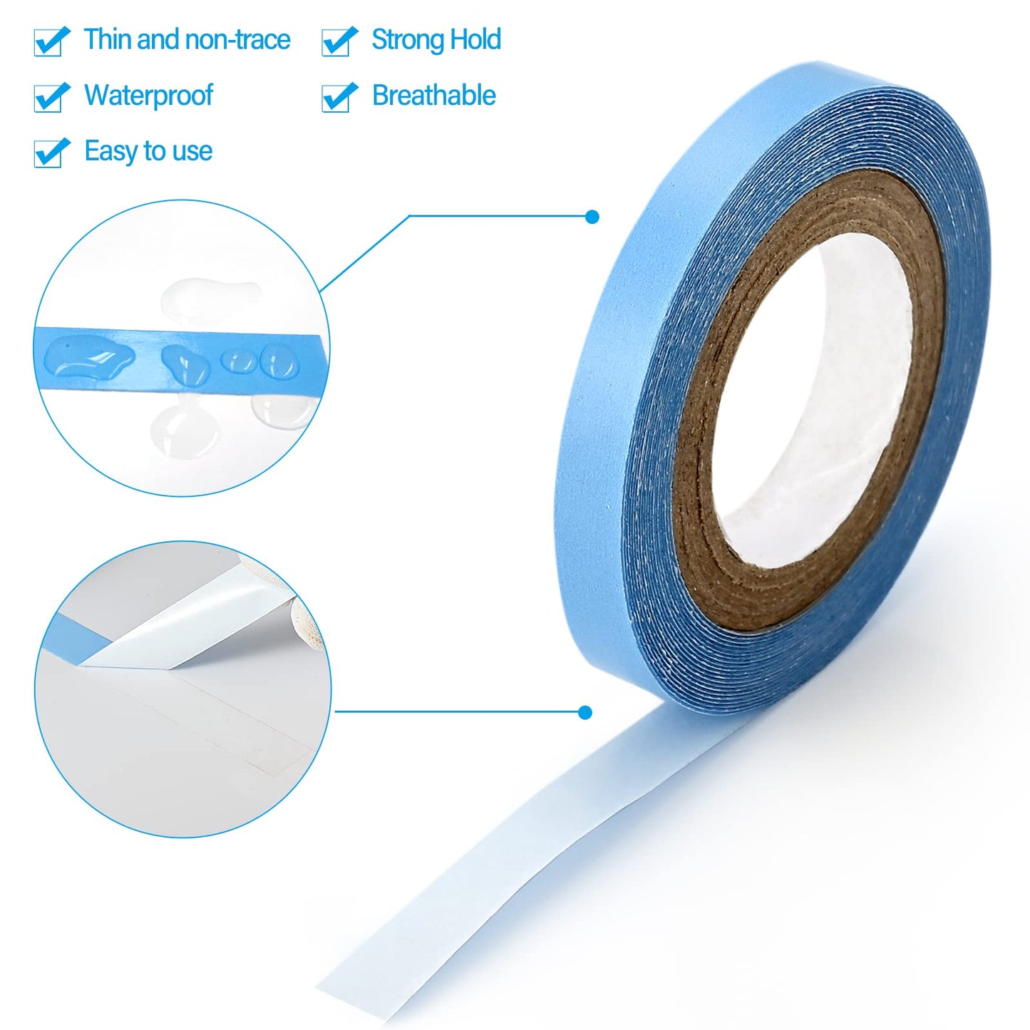 EHDIS Hair Extensions Tools Kit Tape in Hair Extensions Pliers Flat Surface Hair Sealing Pliers with Double-Sided Hair Extension Replacement Tape Lace Front Wig Adhesive Tape Roll Tape Scraper Tool