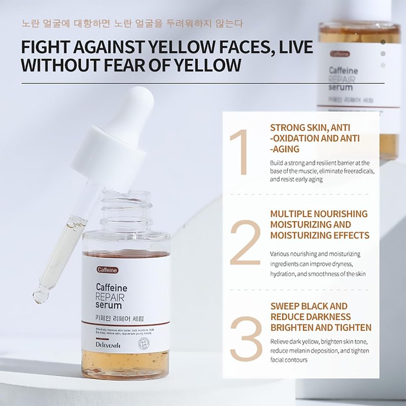 Caffeine Repair Face Serum - Anti-Aging Hydration with Natural Extracts | 37ml for Reduced Puffiness and Fine Lines