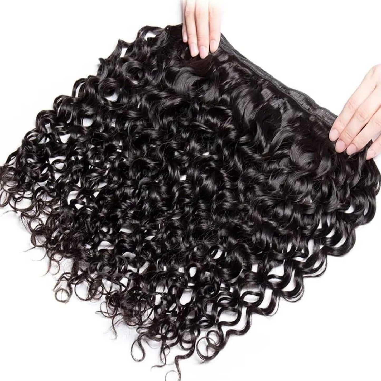 Water Wave Human Hair Bundles 14 Inch One Bundle Deep Curly Human Hair Double Weft Natural Wave Wet and Wavy Hair Extensions