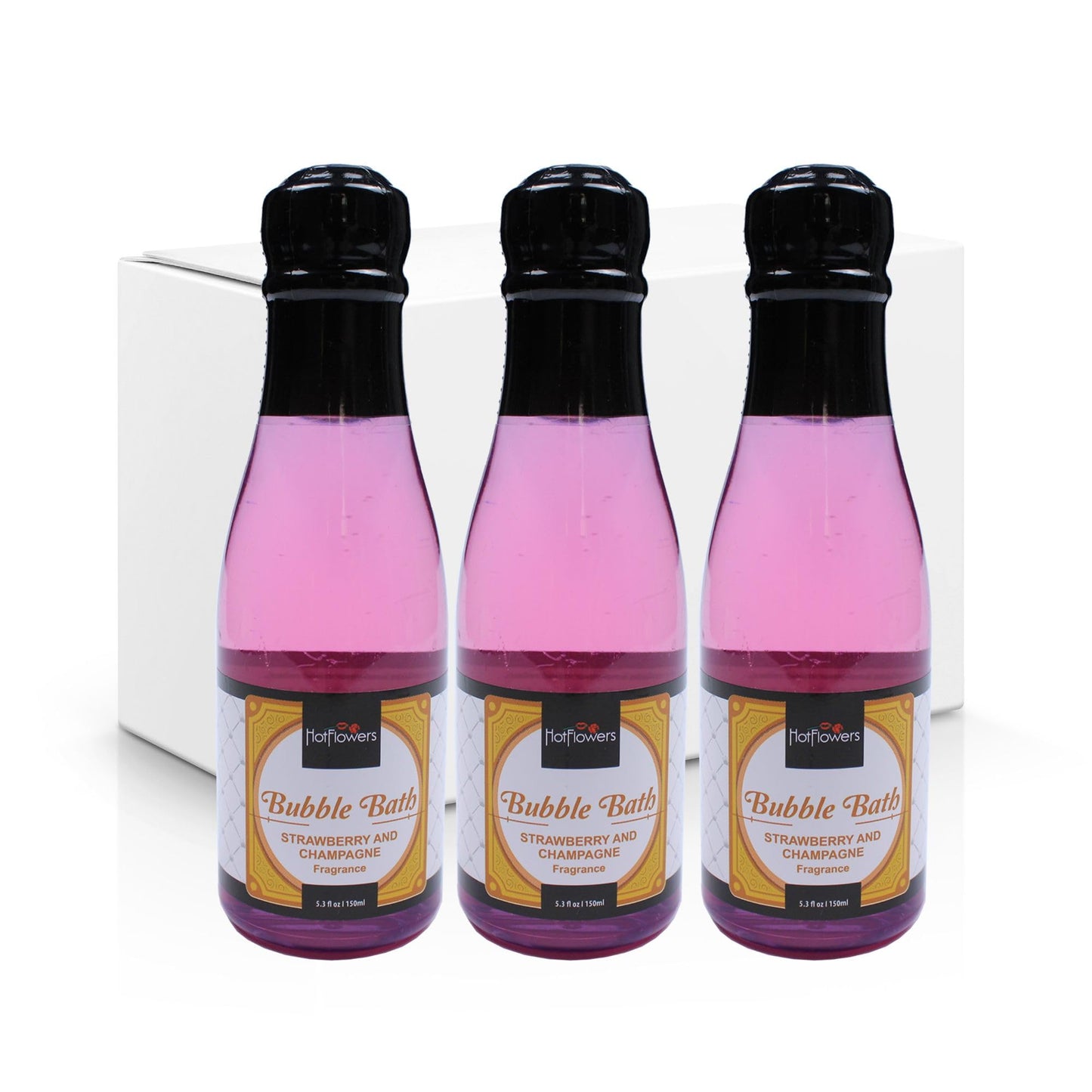 Hot Flowers Bubble Bath Scented – Women and Men Bath Foam Products – Relaxing, Foaming, and Moisturizing Adult Soak – Special Small Champagne-Shaped Pet Bottle