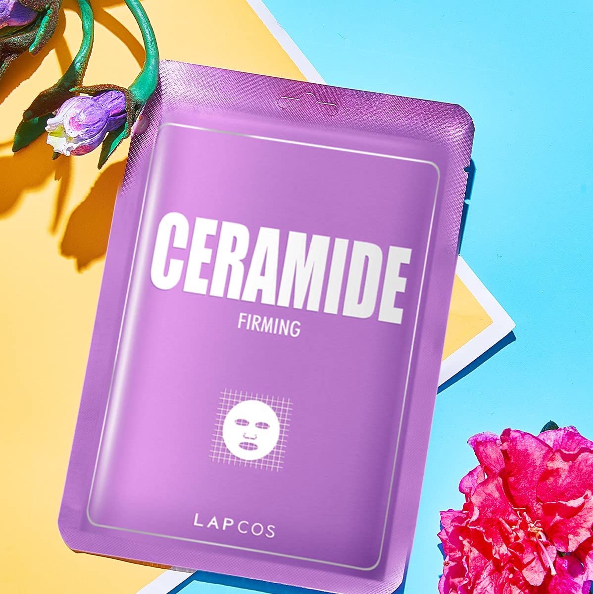 LAPCOS K Beauty Derma Ceramide Sheet Mask - Hydrating & Firming Face Mask with Althaea Flower for Dull Texture & Skin Barrier Repair - Highly Breathable TMF-Cell Sheet - Korean Skin Care (Pack of 5)