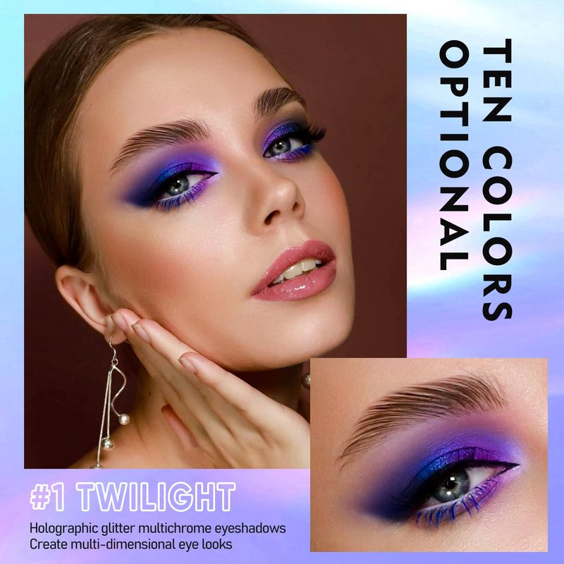 Glitter Eyeshadow Liquid Set - 5Pc Multichrome Metallic Holographic Eye Toppers | Long Lasting & Smudgeproof