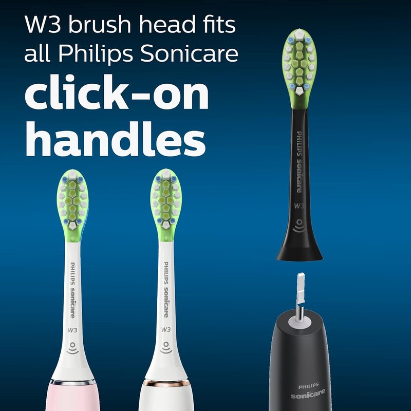 Philips Sonicare W3 Premium White Replacement Toothbrush Heads - 4 Pack, Black, HX9064/95
