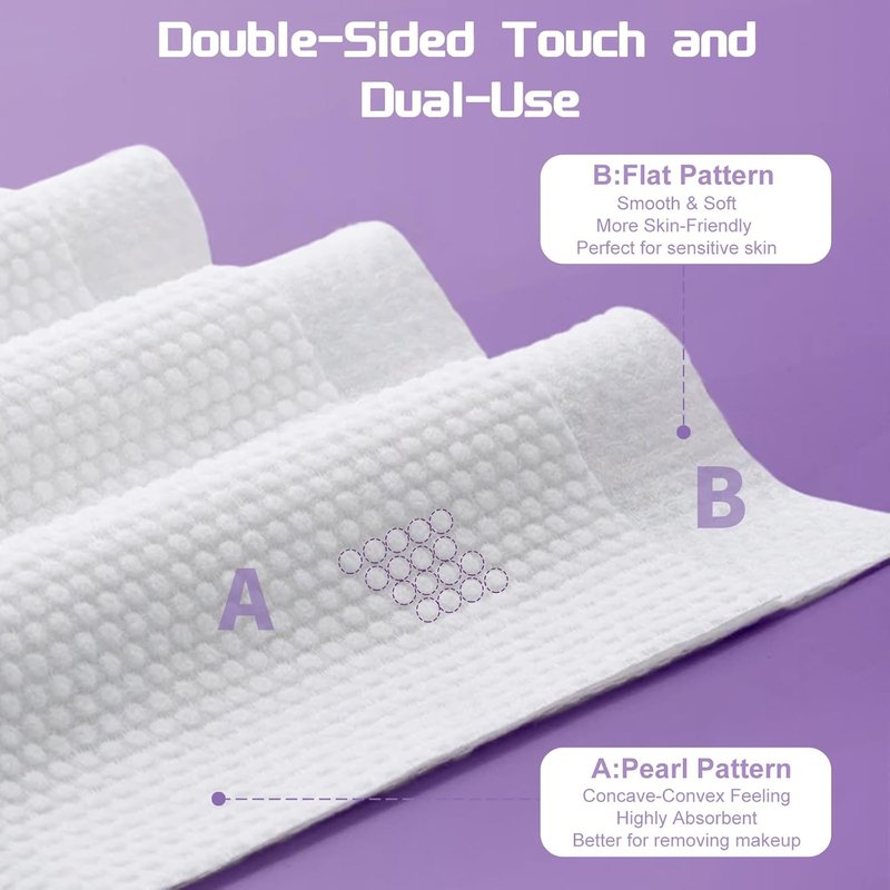 Disposable Face Towels - Soft Cotton Dry Wipes for Skincare | 400 Count Lint-Free Facial Cloths