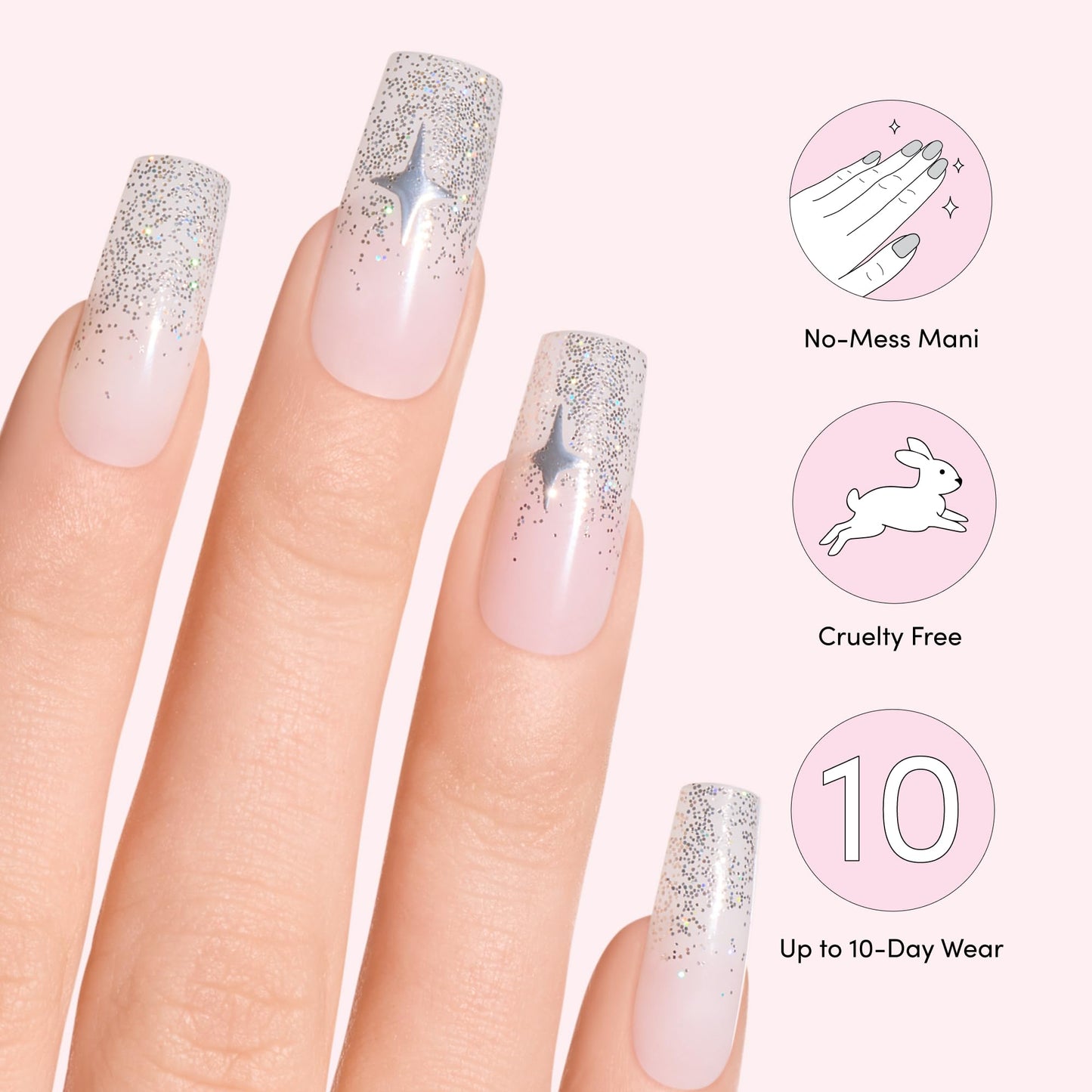 Dashing Diva Nailbliss Gel Manicure Set - Took Her To Tiffany's - Salon Quality, Easy to Apply and Chip Resistant - Contains 30 Long Length, Square Shaped, Glue On Gel Nails