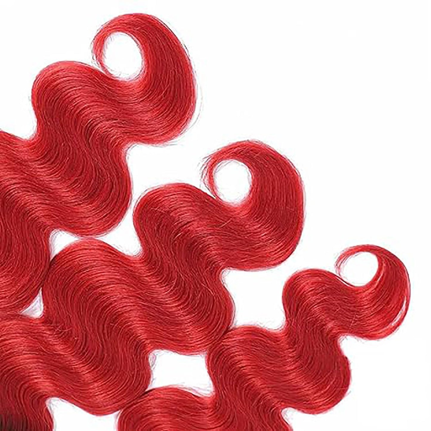 16-Inch Fire Red Human Hair Bundles - 8A Brazilian Virgin Body Wave Weave
