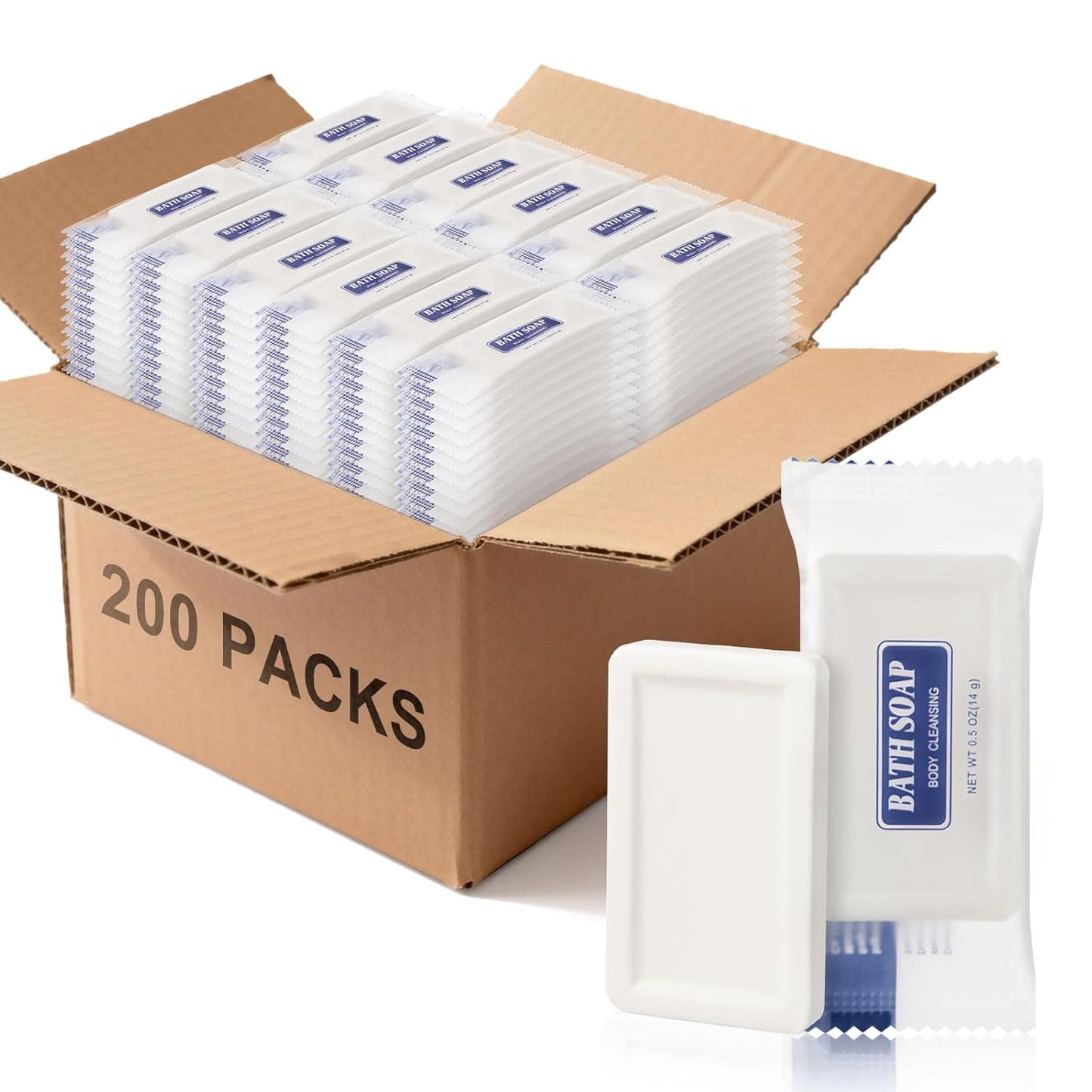 Travel Size Soap Bars - Individually Wrapped Mini Body & Face Soaps | 0.5 oz for Hotels & Charities (200 Count)