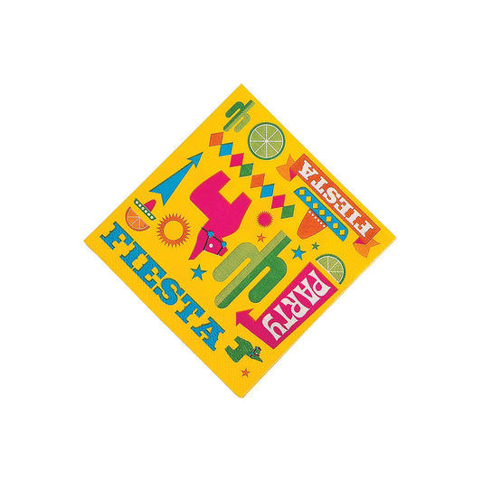 Fiesta Party Beverage Napkins for Cinco de Mayo (Set of 16) Party Supplies, Southwest Decoration Accessories
