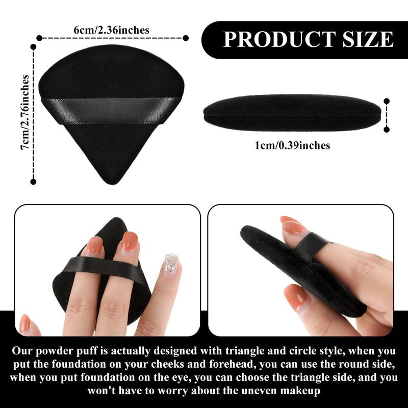 Maitys 12 Pcs Powder Puff Triangle for Face Makeup Cosmetic Loose Powder Puff Velour Soft Body Washable Reusable Foundation Sponge Wet Dry Makeup Tool for Women