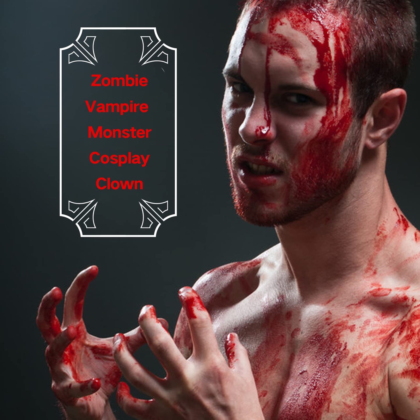 Yeweian 4PCS Fake Blood Makeup Kit, Washable Fake Blood Spray 2.1oz, Dripping Blood 2.1oz, Coagulated Blood 1.06oz and One Stipple Sponge, Halloween SFX Makeup for Zombie,Vampire and Monster Cosplay