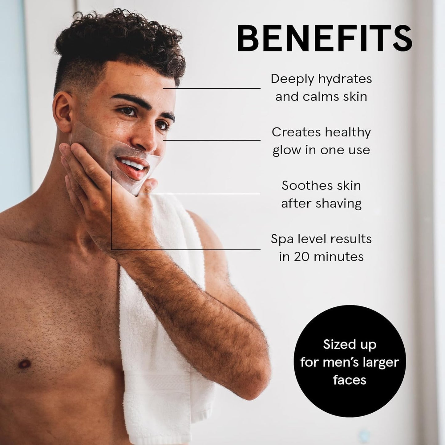 JAXON LANE BRO MASK Premium Korean Face Mask for Men (4x1 Pack) - Anti Aging Sheet Masks w/Hydrogel, Vitamin C, Hydrolyzed Collagen, & Hyaluronic Acid - Perfect Skin Care for Men