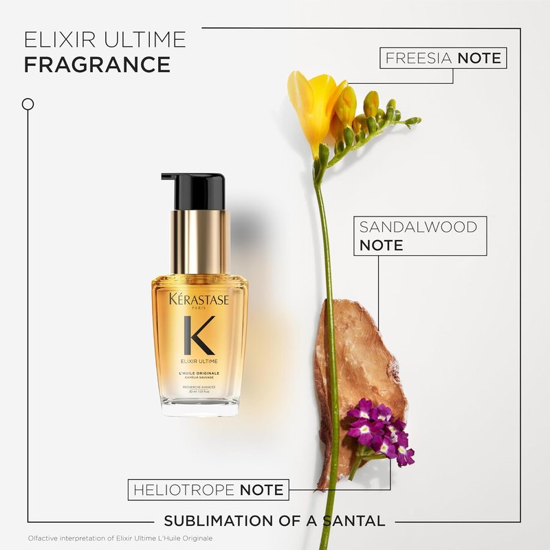 Kerastase Elixir Ultime Hair Oil - Hydrating & Smoothing Formula with Wild Camellia | Nourishes & Strengthens Hair