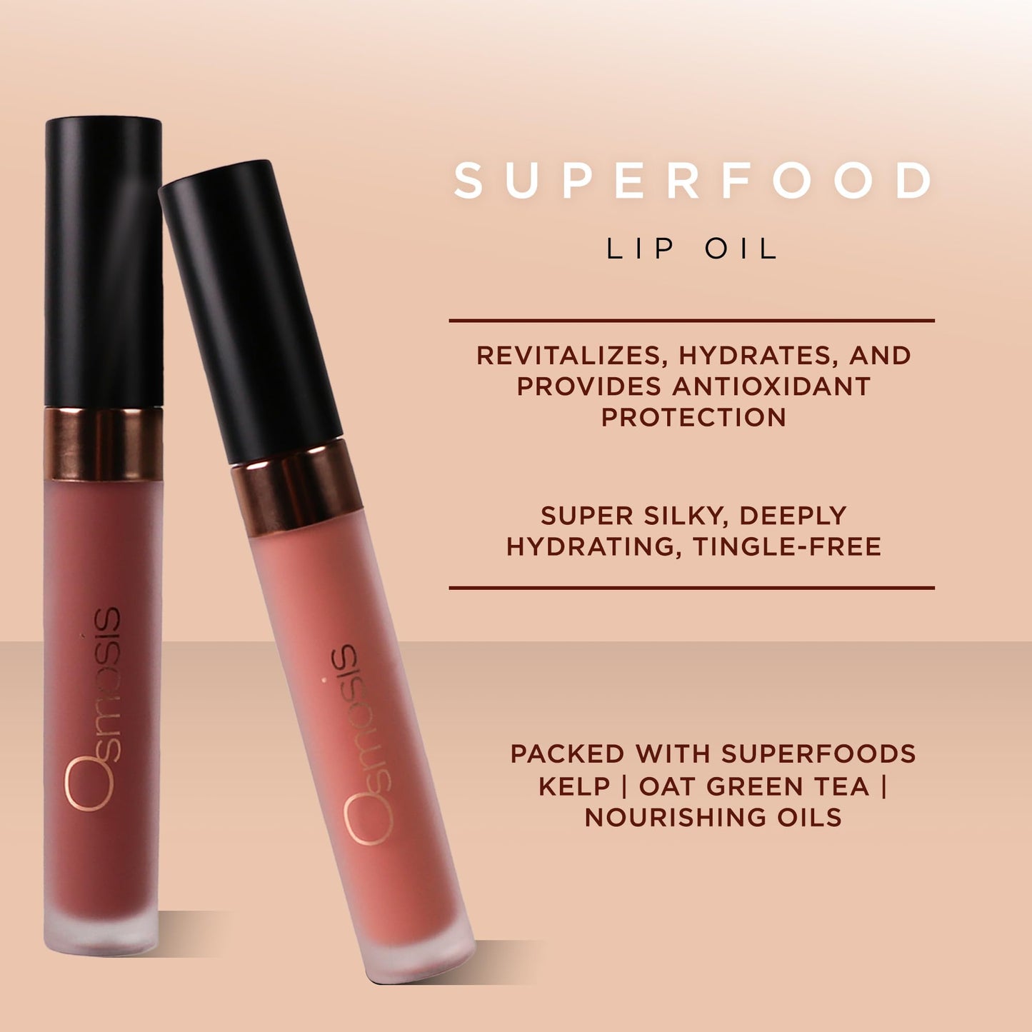 OSMOSIS Superfood Lip Oil, Tinted Lip Gloss & Plumper, Clear, 0.12 Oz