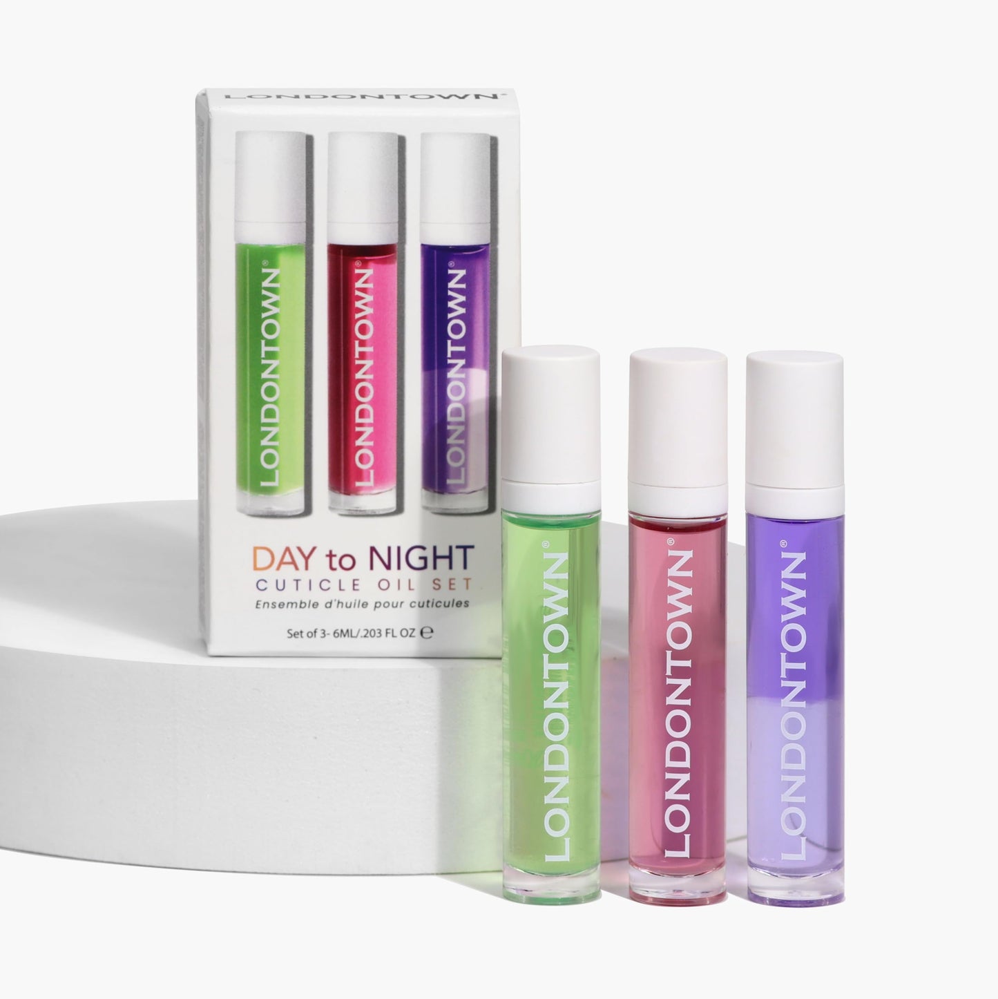 LONDONTOWN Roll and Glow Cuticle Oil - Nail Care Strengthener and Moisturizer for Dry Cracked Cuticles, Travel-Friendly Nail Treatment - Set of 3, 0.2 Fl oz