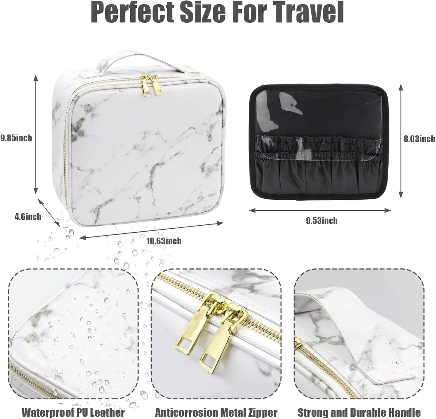 Lighted Travel Makeup Bag - Partitionable Train Case with Dimming Mirror | Cosmetic Organizer & Toiletry Gift