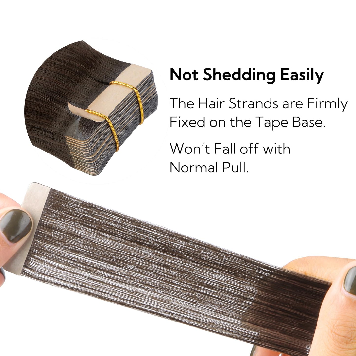 HOTBANANA Tape in Hair Extensions, 16 Inch 20pcs 50g Light Dark Brown Human Hair, Straight Remy Tape Extensions