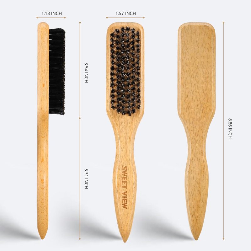 Boar Bristle Hair Brush - Smooth Flyaways & Frizz Control | Ideal for Sleek Ponytails, Buns & Edges