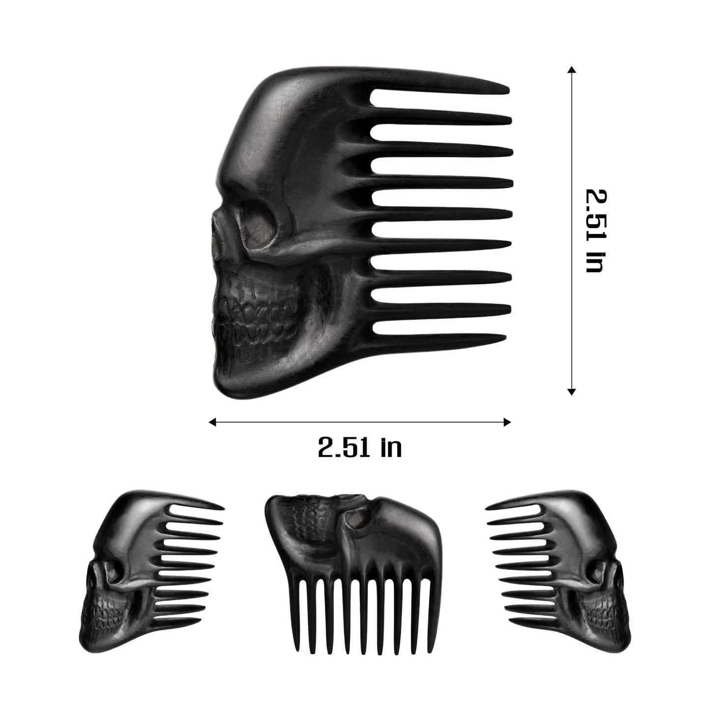 Handmade Wooden Beard Comb for Men Eco-Friendly Natural Wood Anti-Static Beard Grooming Tool Perfect for Styling Detangling & Shaping Gentle on Beard & Skin Sustainable Gift Idea (Thermograb Skull)