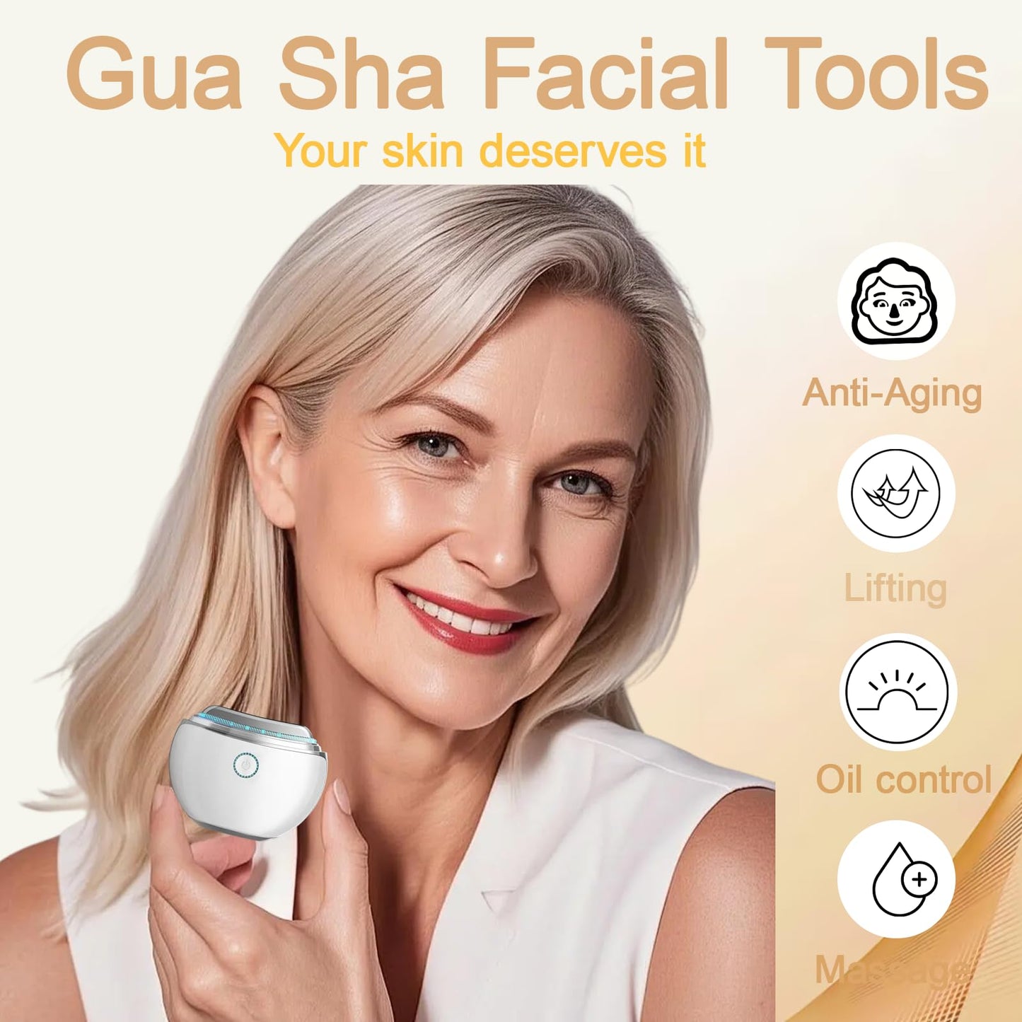 Smbrige Electric Gua Sha Facial Tool with 4 Color Modes, Heated Gua Sha