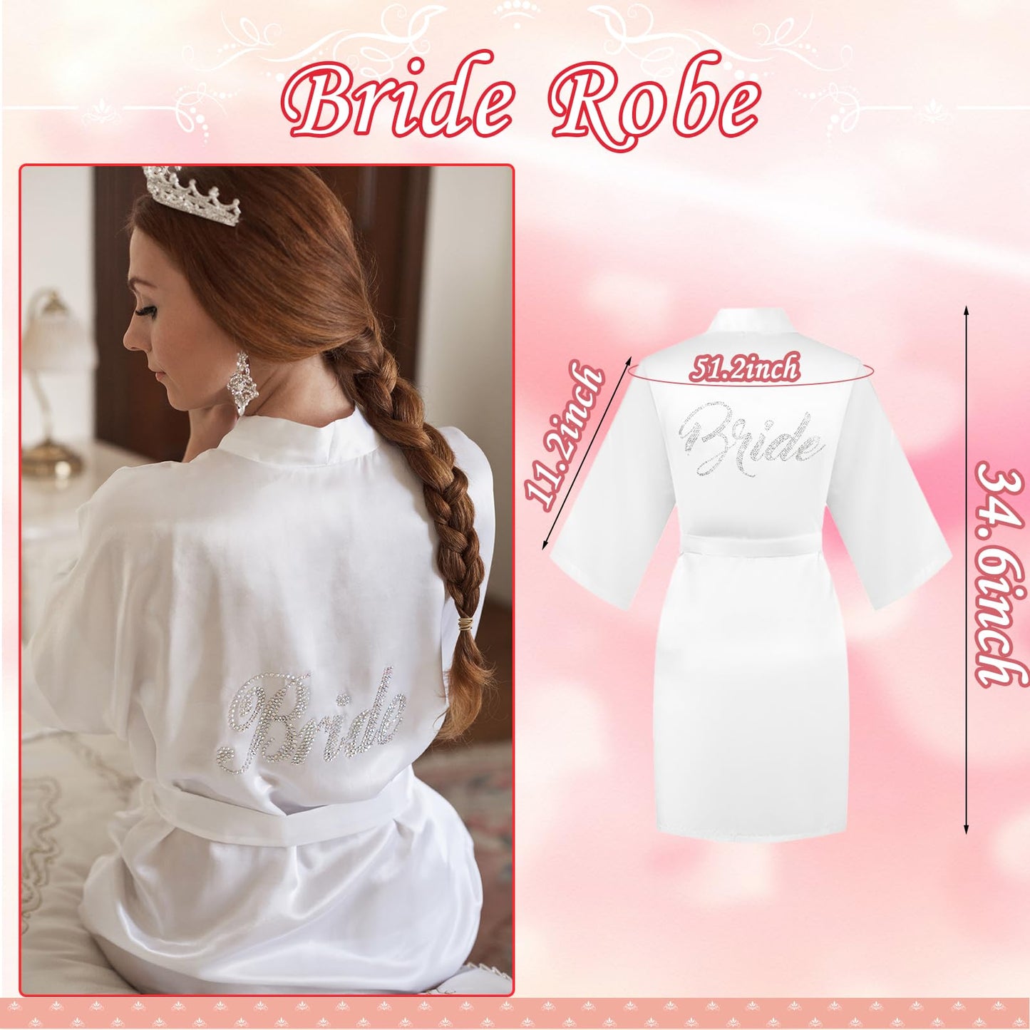 Tkifoda Personalized Initial Letter P MRS Wedding Bride Slippers Robe Makeup Bag, Bride to Be Gifts, Bridal Shower Gifts, Wedding Gift