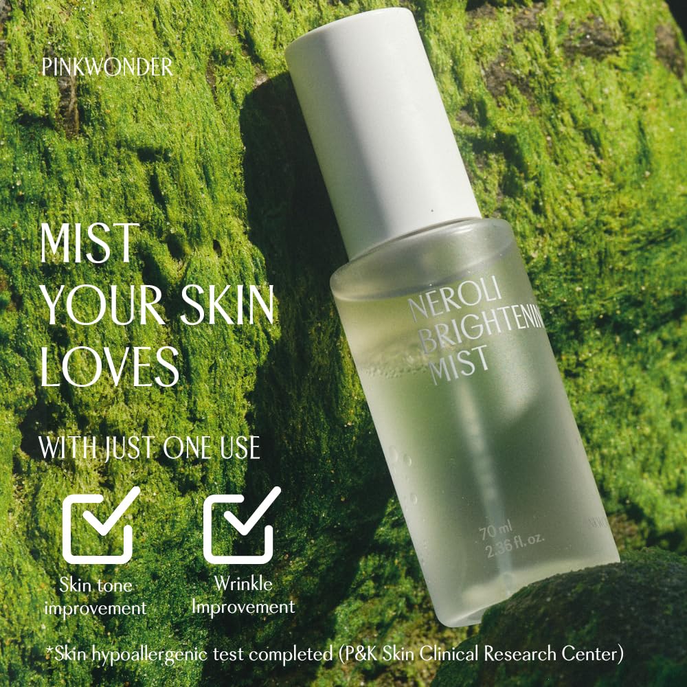 PINKWONDER Neroli Mist 2.36oz (70ml), Hydrating Facial Spray with Neroli & Jojoba Oil, Glowing and Radiant Skin, Antioxidant, Korean Skincare
