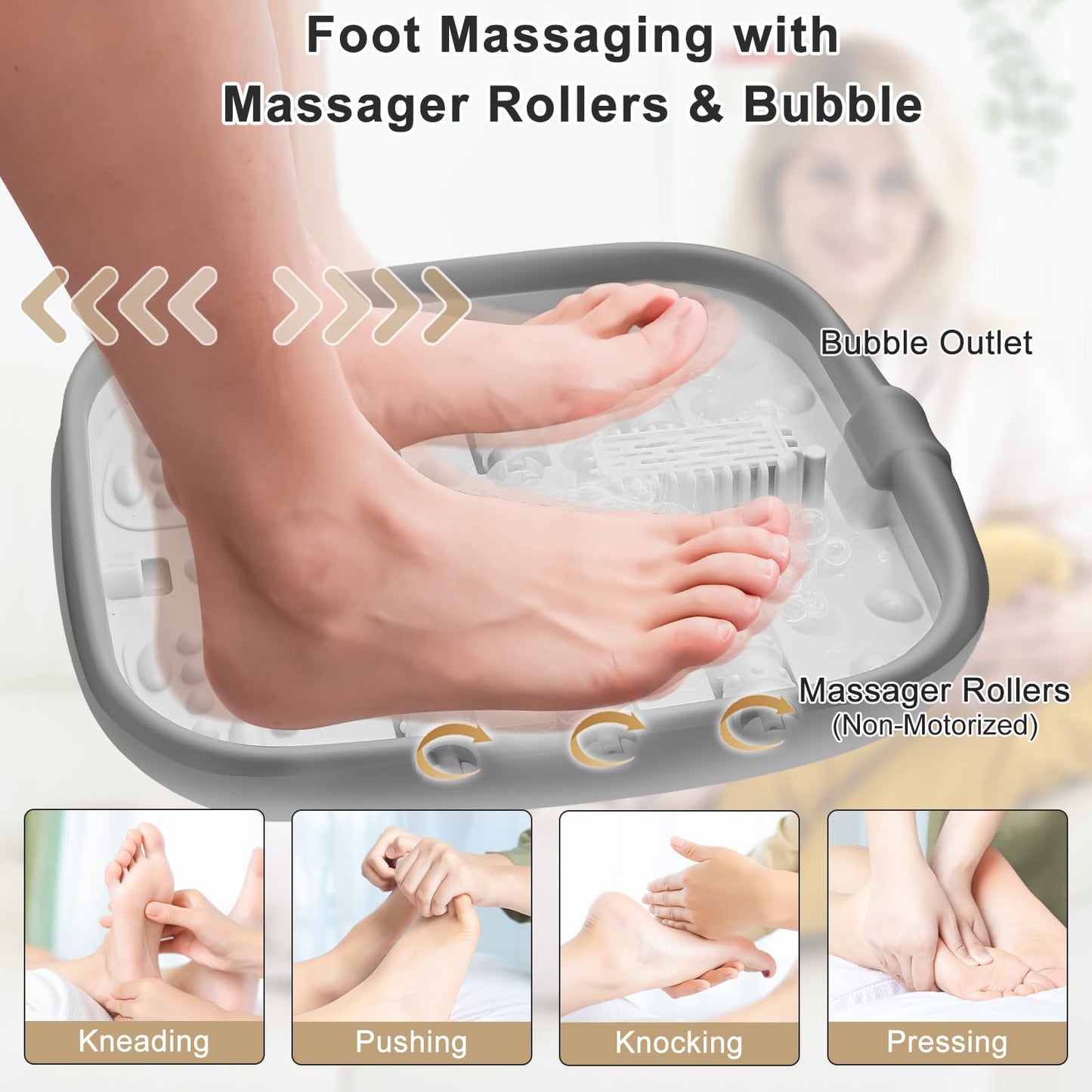 UNIFULL Collapsible Foot Spa Bath with Heat, Touch Screen, Remote Control, Massage Rollers, Timer, Bubble, Foot Pedicure Kit, Temperature Control Pedicure Foot Spa, Foot Bath
