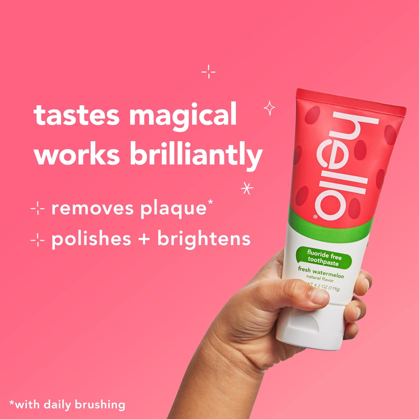 Hello Fresh Watermelon Fluoride Free Kids Toothpaste, 4.2 Oz Tube (Pack of 3)