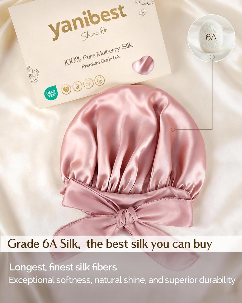 22 Momme 100% Mulberry Silk Sleep Bonnet for Women - Double Layer Design with Tie Band