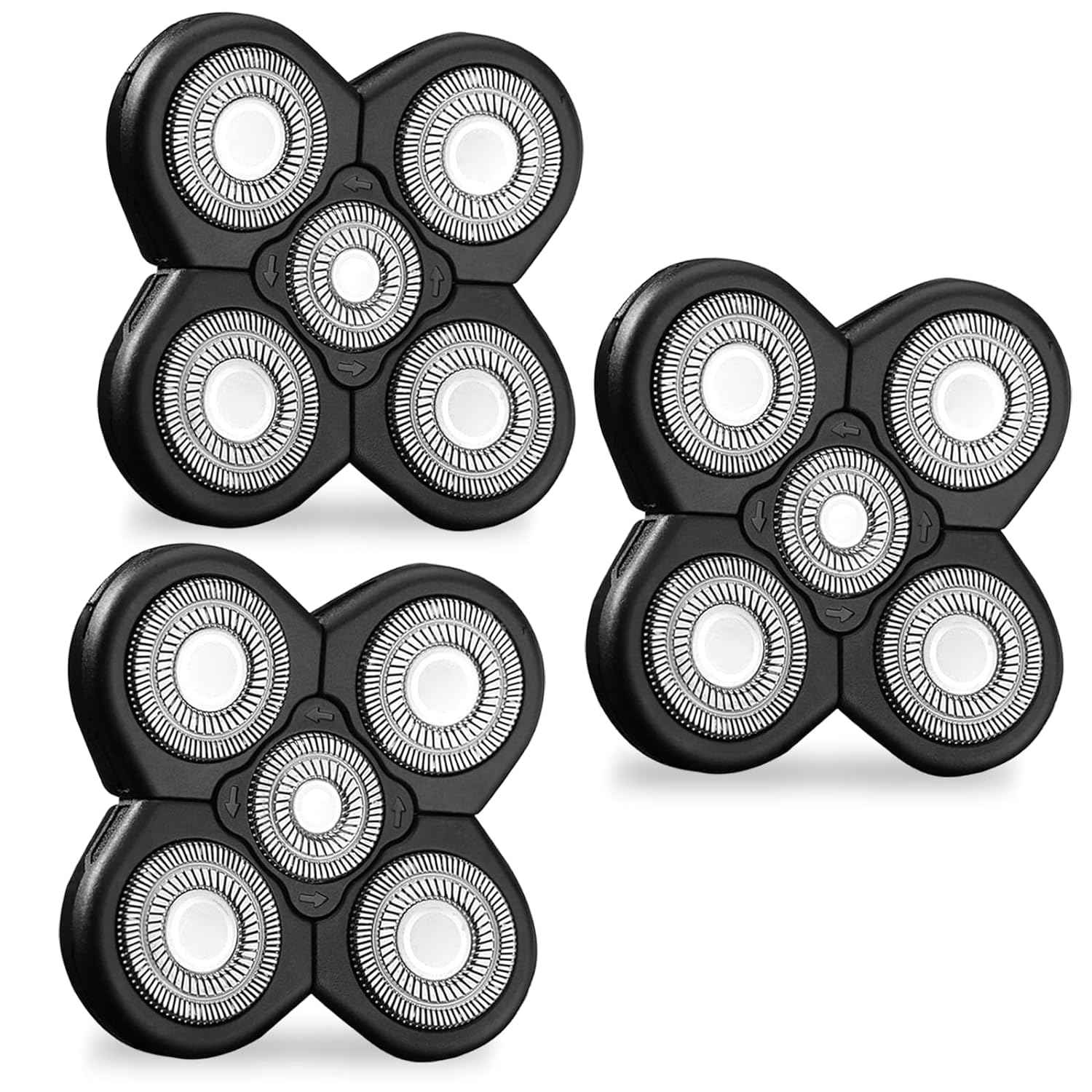 3PCS Head Shaver for freebird replacement blades, 5 Cutter Floating Head Waterproof Stainless Steel Blade for Bald Men Women Grooming, Head and Face Electric (Silver × 3)