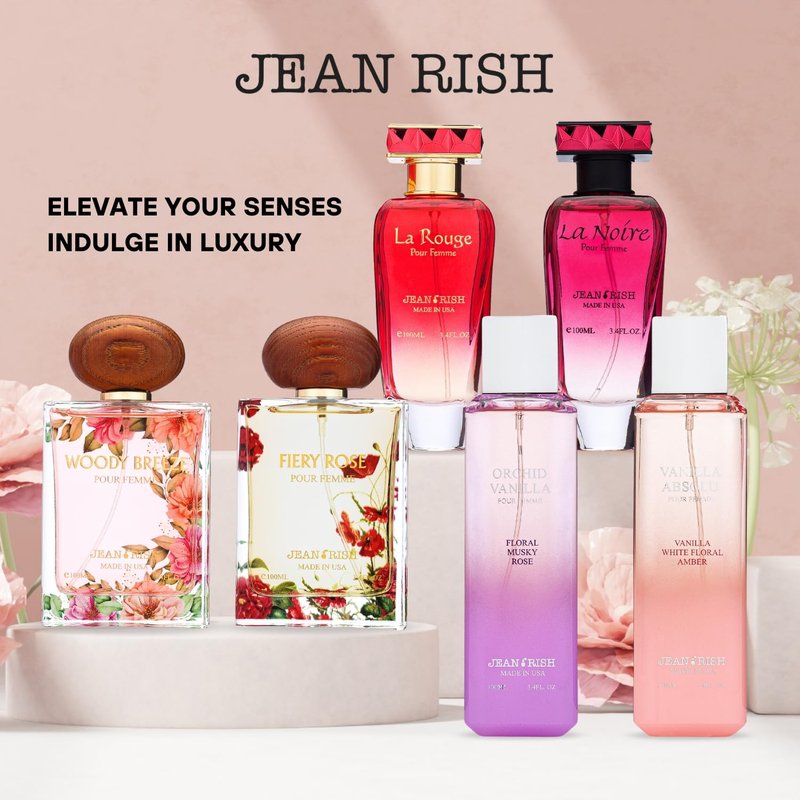 Jean Rish La Noire Perfume for Women Eau De Parfum, Long-Lasting Luxury Fragrance, Made In USA - Bergamot, Peony, Vanilla, Patchouli Scent - 100ml / 3.4 oz
