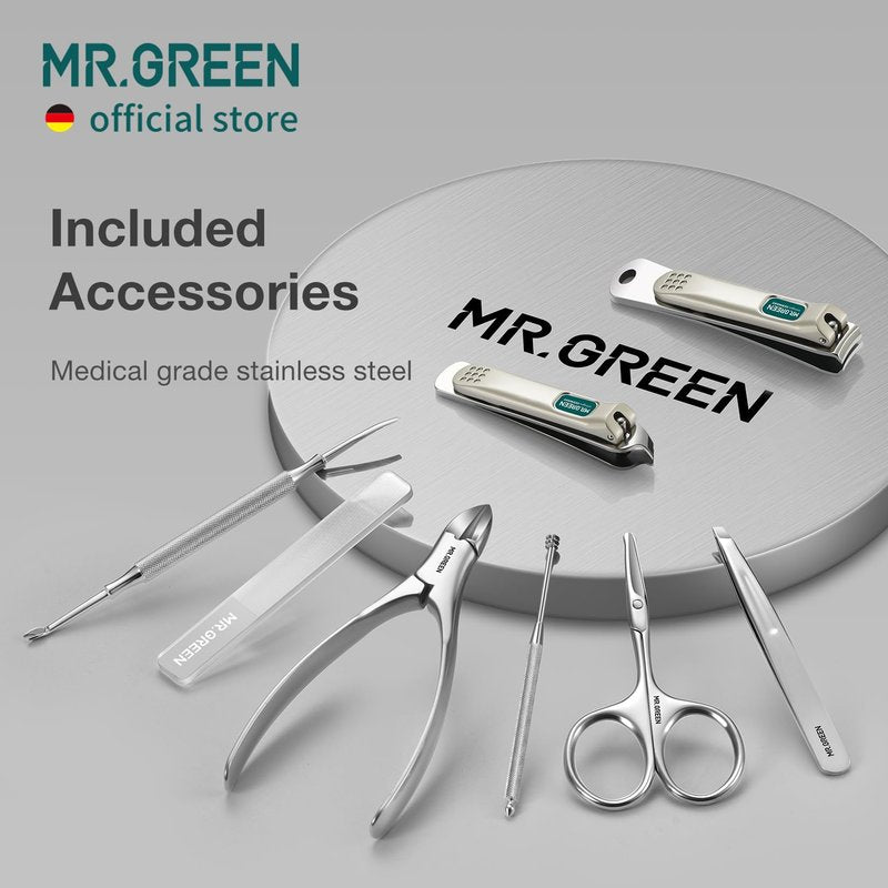 MR.GREEN Nail Clipper Sets 8 in 1 Pedicure Kits Stainless Steel Manicure Sets Personal Care Tools with Microfiber Leather Case (Mr-6658)