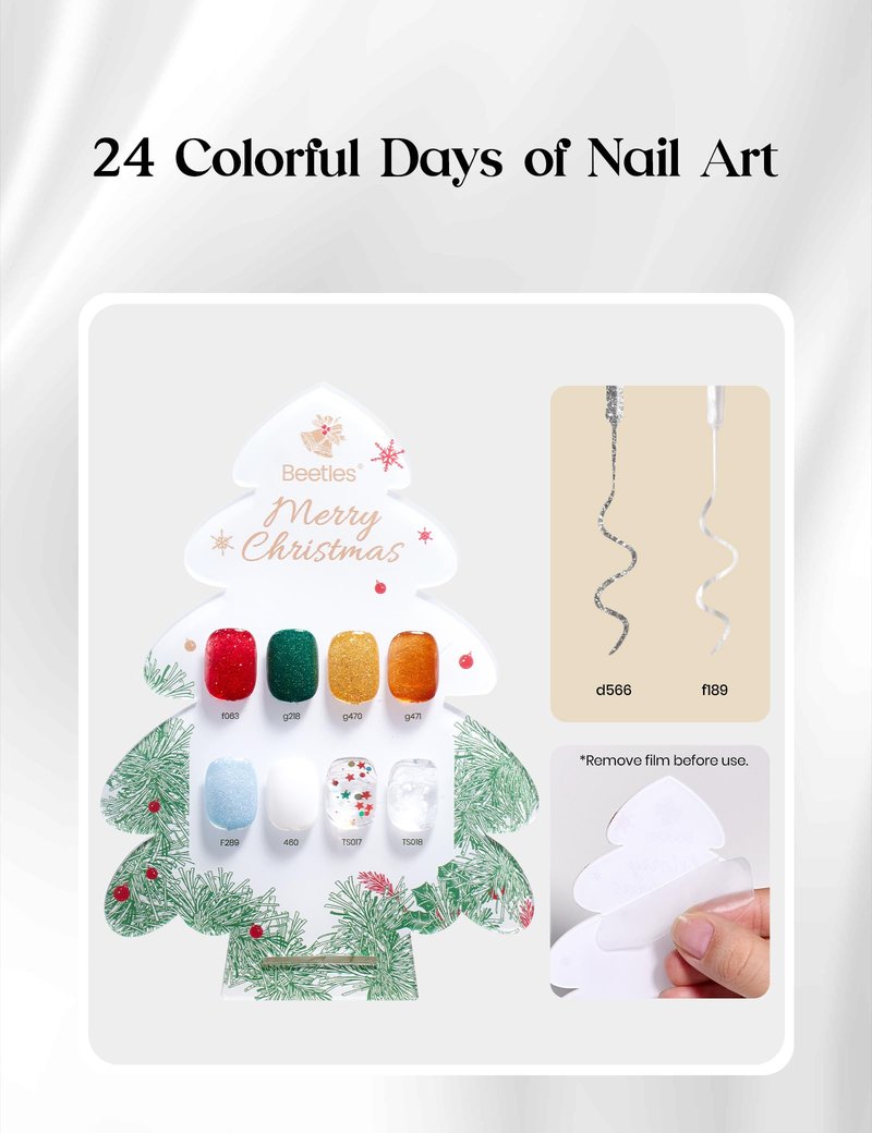 beetles Gel Polish Merry Glitzmas 2026 Gift Box – Summer Nail Art Set with Mini LED Nail Lamp Base Top Coat and Festive Holiday Surprises Gifts for Women Girls