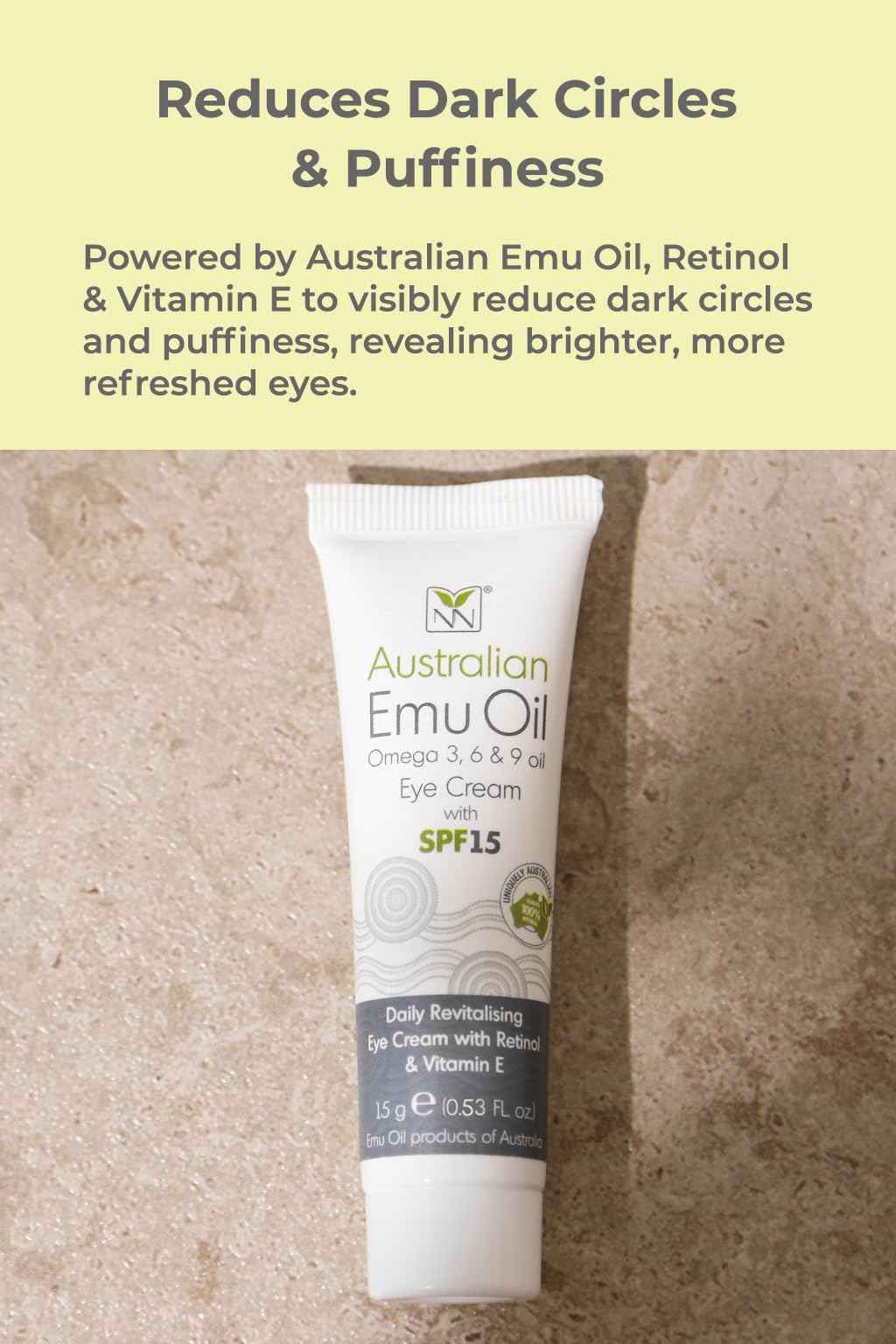 Y-Not Natural Revitalising Eye Cream – Retinol, Emu Oil, Vitamins A C D E K2, SPF 15 – Anti-Aging Hydrating Eye Treatment for Wrinkles, Puffiness, Eye Bags, Dark Circles – 15g/0.53oz – Clean Skincare