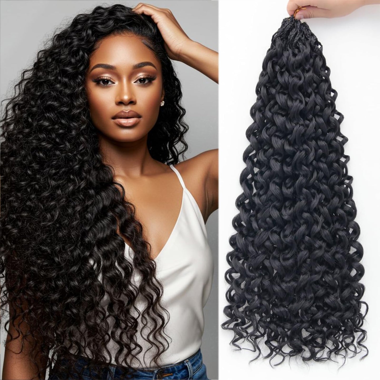 GoGo Curl Crochet hair 8 Packs Curly Crochet Hair for Women 24Inch 1B