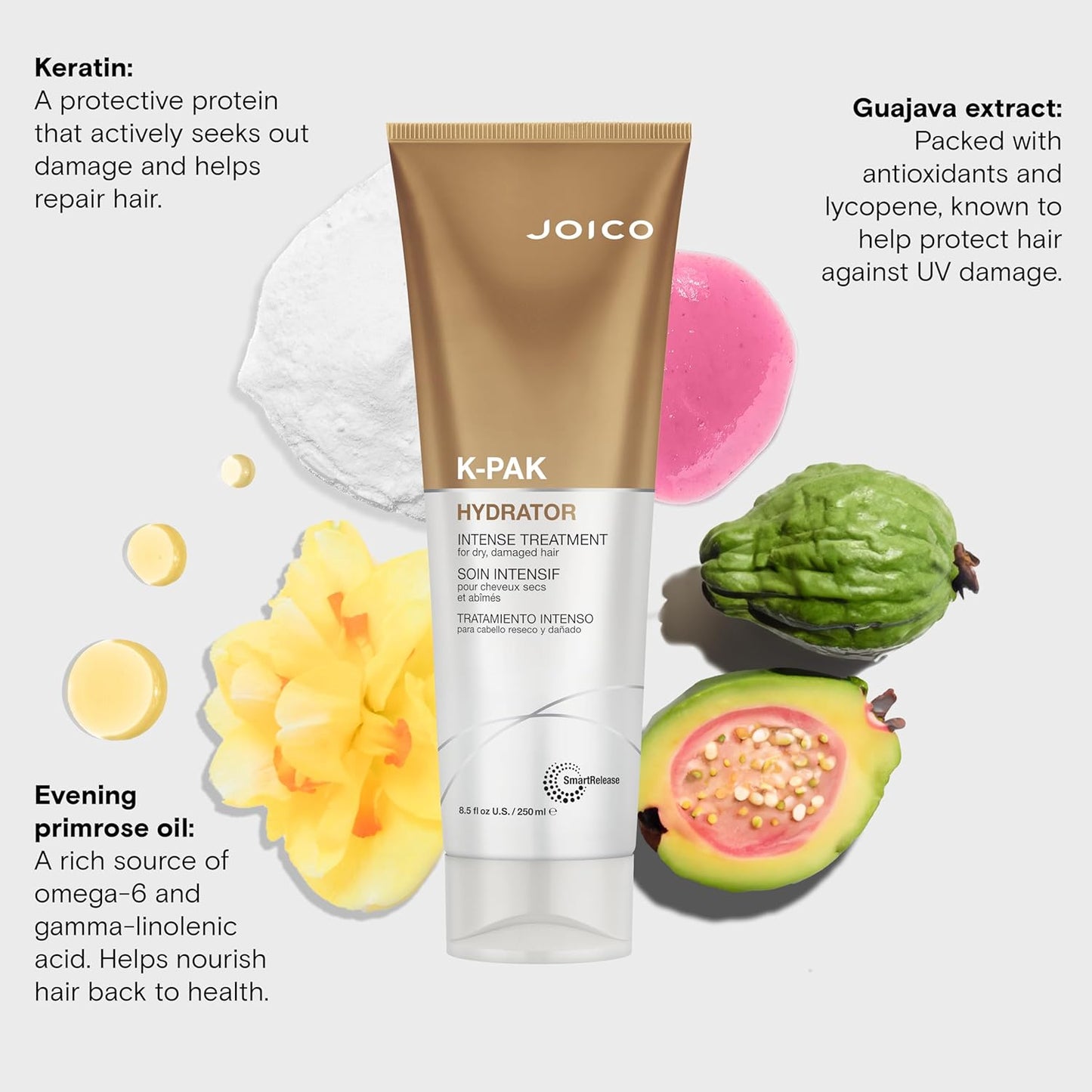 Joico K-Pak Hydrator Intense Treatment - Deep Hydration for Dry, Damaged Hair | Boost Shine & Elasticity | With Keratin & Evening Primrose Oil